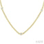 Emerald Shape Bezel Curb & Cuban Station Diamond Necklace