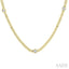 Round Shape Bezel Curb & Cuban Station Diamond Necklace