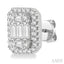 Emerald Shape Halo Fusion Diamond Earrings