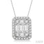 Emerald Shape Halo Fusion Diamond Pendant
