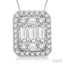 Emerald Shape Halo Fusion Diamond Pendant