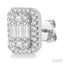 Emerald Shape Halo Fusion Diamond Earrings
