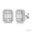 Emerald Shape Halo Fusion Diamond Earrings