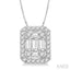 Emerald Shape Halo Fusion Diamond Pendant