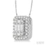 Emerald Shape Halo Fusion Diamond Pendant