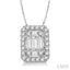 Emerald Shape Halo Fusion Diamond Pendant