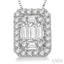 Emerald Shape Halo Fusion Diamond Pendant