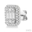 Emerald Shape Halo Fusion Diamond Earrings