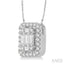 Emerald Shape Halo Fusion Diamond Pendant