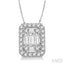 Emerald Shape Halo Fusion Diamond Pendant