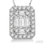Emerald Shape Halo Fusion Diamond Pendant