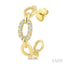 Open Link Diamond Fashion Half Hoop  Earrings