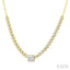 Luna Bezel Emerald Shape Halfway Diamond Necklace