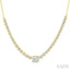 Luna Bezel Emerald Shape Halfway Diamond Necklace