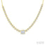 Luna Bezel Emerald Shape Halfway Diamond Necklace