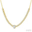 Luna Bezel Round Shape Halfway Diamond Necklace
