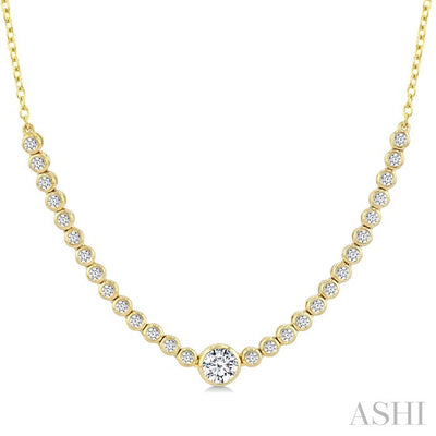 Round Shape Halfway Bezel Set Diamond Necklace