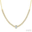 Luna Bezel Round Shape Halfway Diamond Necklace