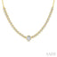 Luna Bezel Round Shape Halfway Diamond Necklace