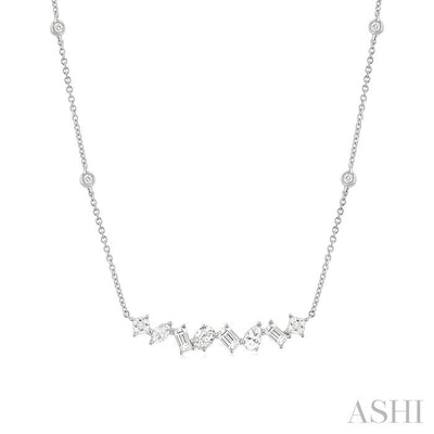 Mixed Shape Diamond Station Necklace