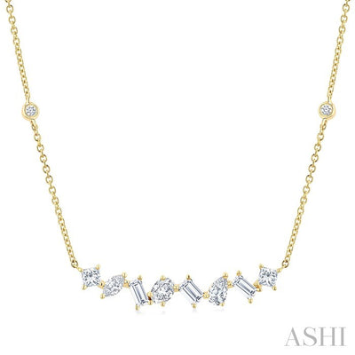 Mixed Shape Diamond Station Necklace