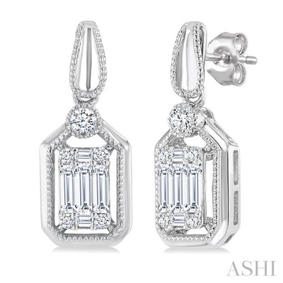 Emerald Shape Fusion Diamond Earrings