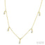 Emerald Shape Diamond Dangle Station Necklace