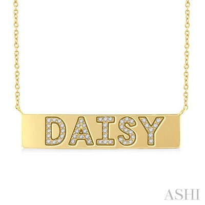 Block 'DAISY' Diamond Nameplate Necklace