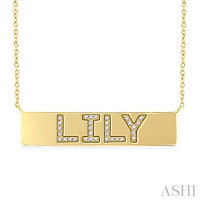 Block 'LILY' Diamond Nameplate Necklace