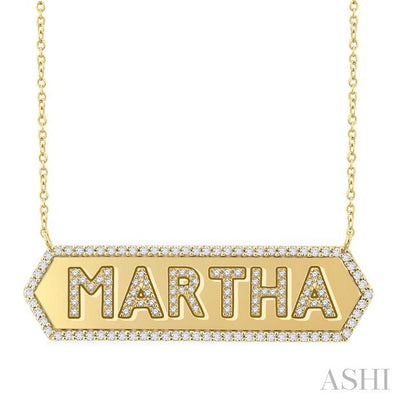 Block 'MARTHA' Diamond Nameplate Necklace