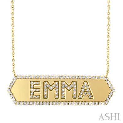 Block 'EMMA' Diamond Nameplate Necklace