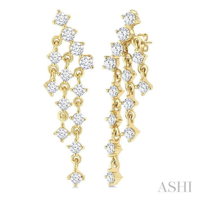 Round Shape Chandelier Diamond Earrings