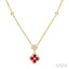 Clover Gemstone & Diamond Station Necklace