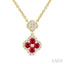 Clover Gemstone & Diamond Station Necklace