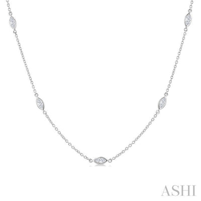 Marquise Shape Diamond Station Necklace
