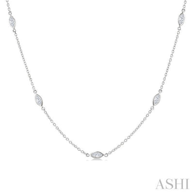 Marquise Shape Diamond Station Necklace