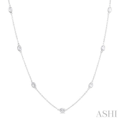 Oval Shape Diamond Station Necklace