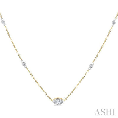 Marquise Shape Bezel Set Diamond Station Necklace