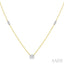 Emerald Shape Bezel Set Diamond Station Necklace
