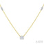 Emerald Shape Bezel Set Diamond Station Necklace