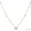 Oval Shape Bezel Set Diamond Station Necklace