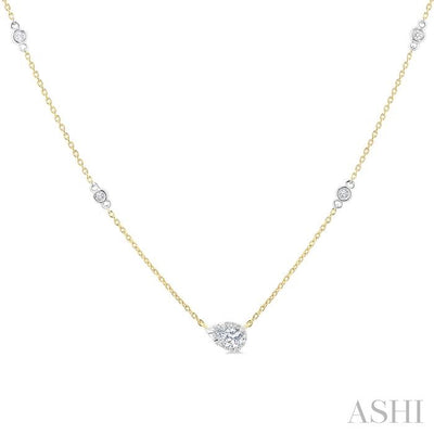 Pear Shape Bezel Set Diamond Station Necklace