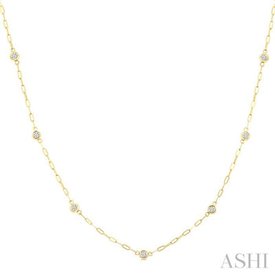 Bezel Set Paperclip Diamond Station Necklace