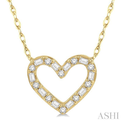 Heart Shape Baguette Diamond Pendant