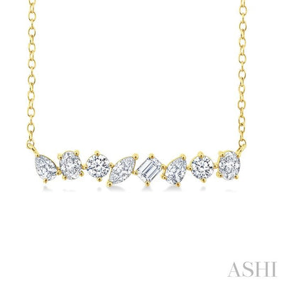 Mixed Shape Scatter Diamond Bar Fashion Necklace