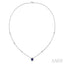 Oval Shape Gemstone & Halo Diamond Station Necklace
