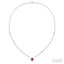 Oval Shape Gemstone & Halo Diamond Station Necklace