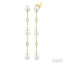 Pearl & Diamond Station Long Chain Earrings