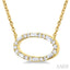 Oval Shape East-West Baguette Diamond Pendant