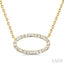 Oval Shape East-West Baguette Diamond Pendant